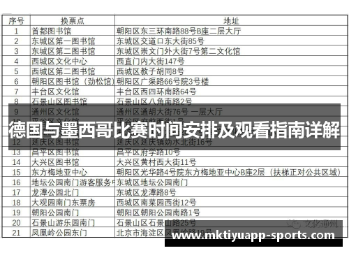 德国与墨西哥比赛时间安排及观看指南详解